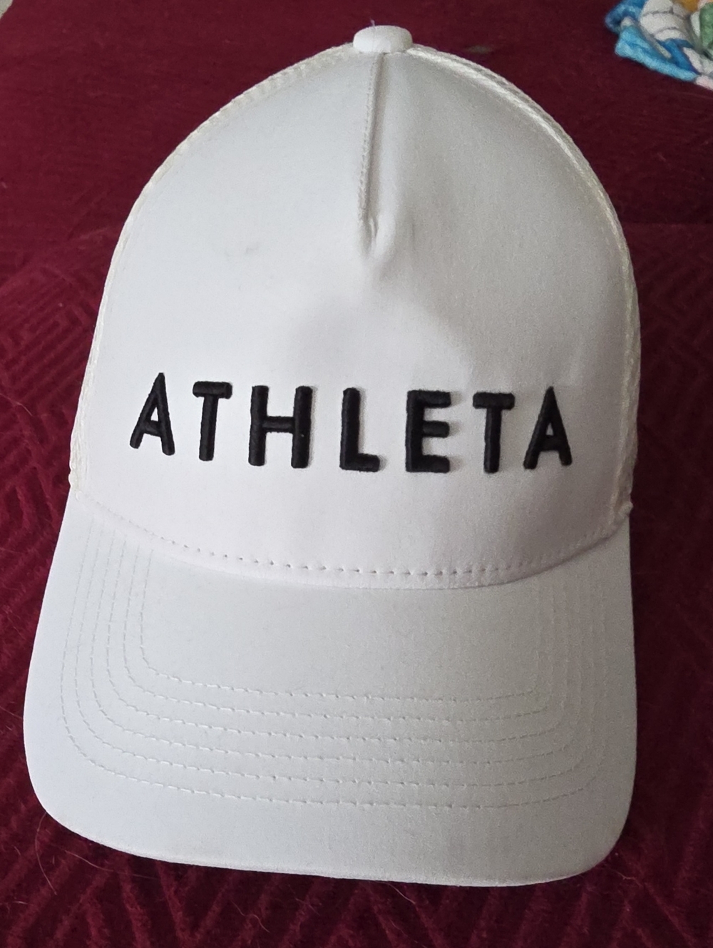 Athleta White Baseball Cap with Black Embroidered Logo